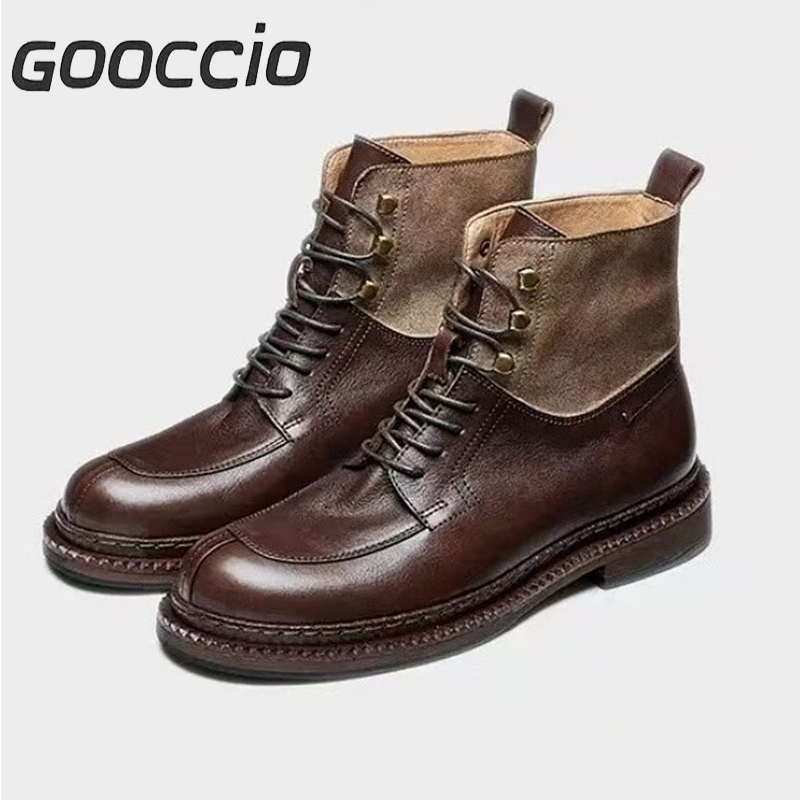 DT181 Retro-Style  Cowhide Martin Boots For Men GOOCCIO   