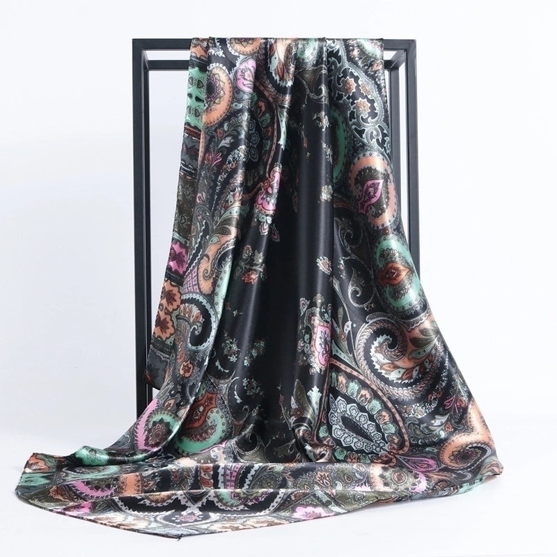 Women’s Minimalist Flower Satin Printing Scarves & Gloves
