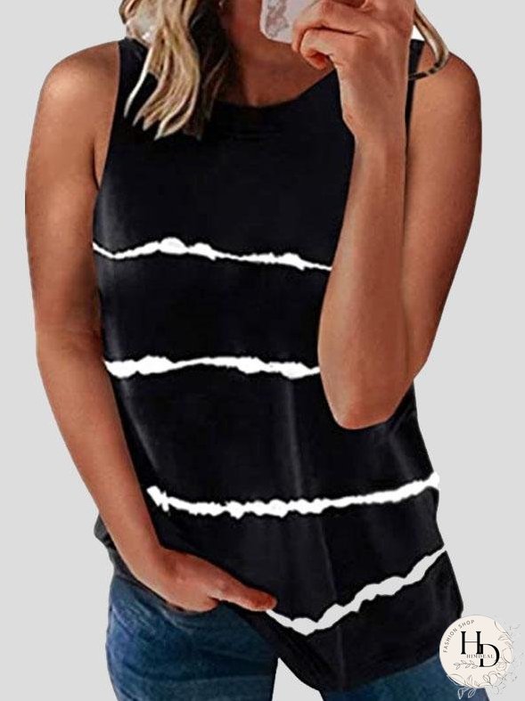 Casual Round-neck Striped Vest