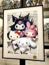 Sanrio Friends Popping out from Newspaper Decorative Painting - Hello Kitty - Xingkong Studio - A3 Size