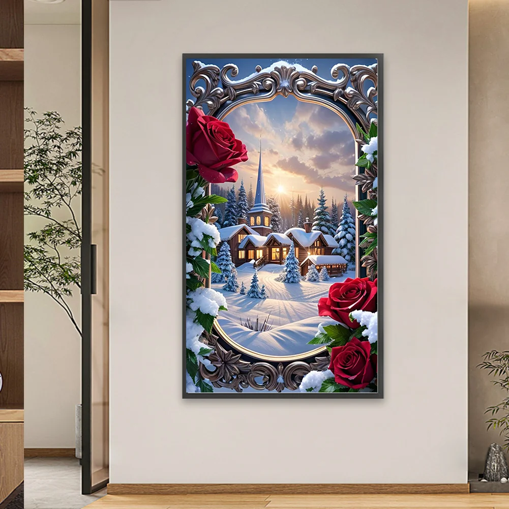 5D DIY Full Round Drill Partial AB Diamond Painting Picture Frame Garden 45x75cm