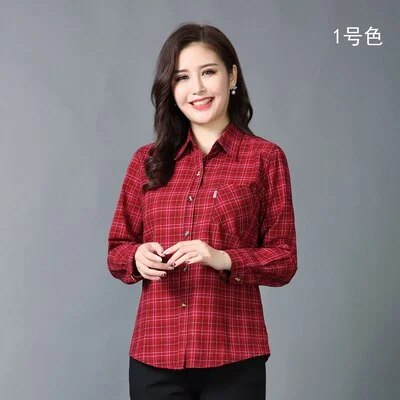 Wongn Women Plaid Shirts 2022 Spring Women Summer Blouse Korean Cotton Long Sleeve Womens Tops and Blouses Loose Female Tops