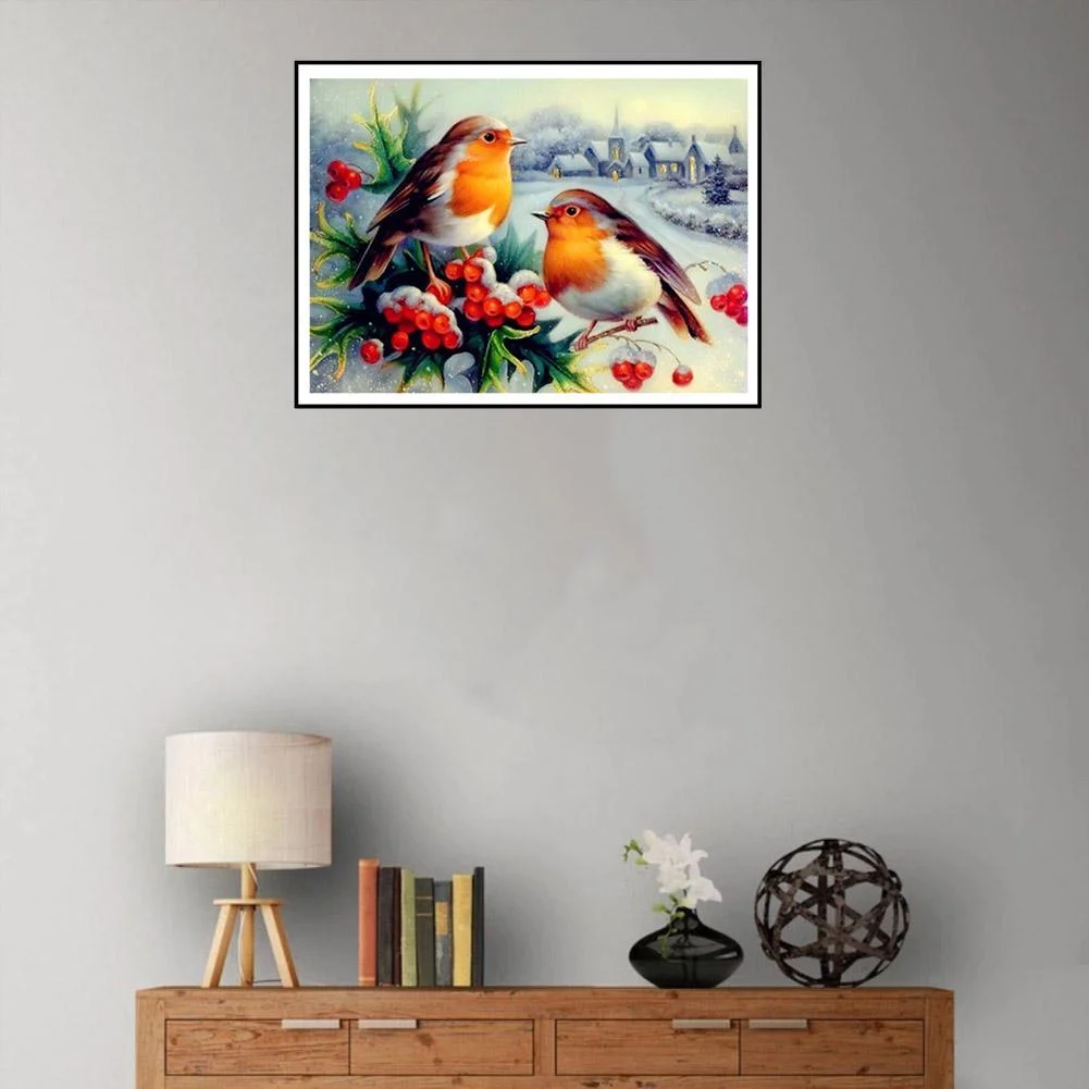 Diamond Painting - Full Round Drill - Snow Birds(40*30cm)