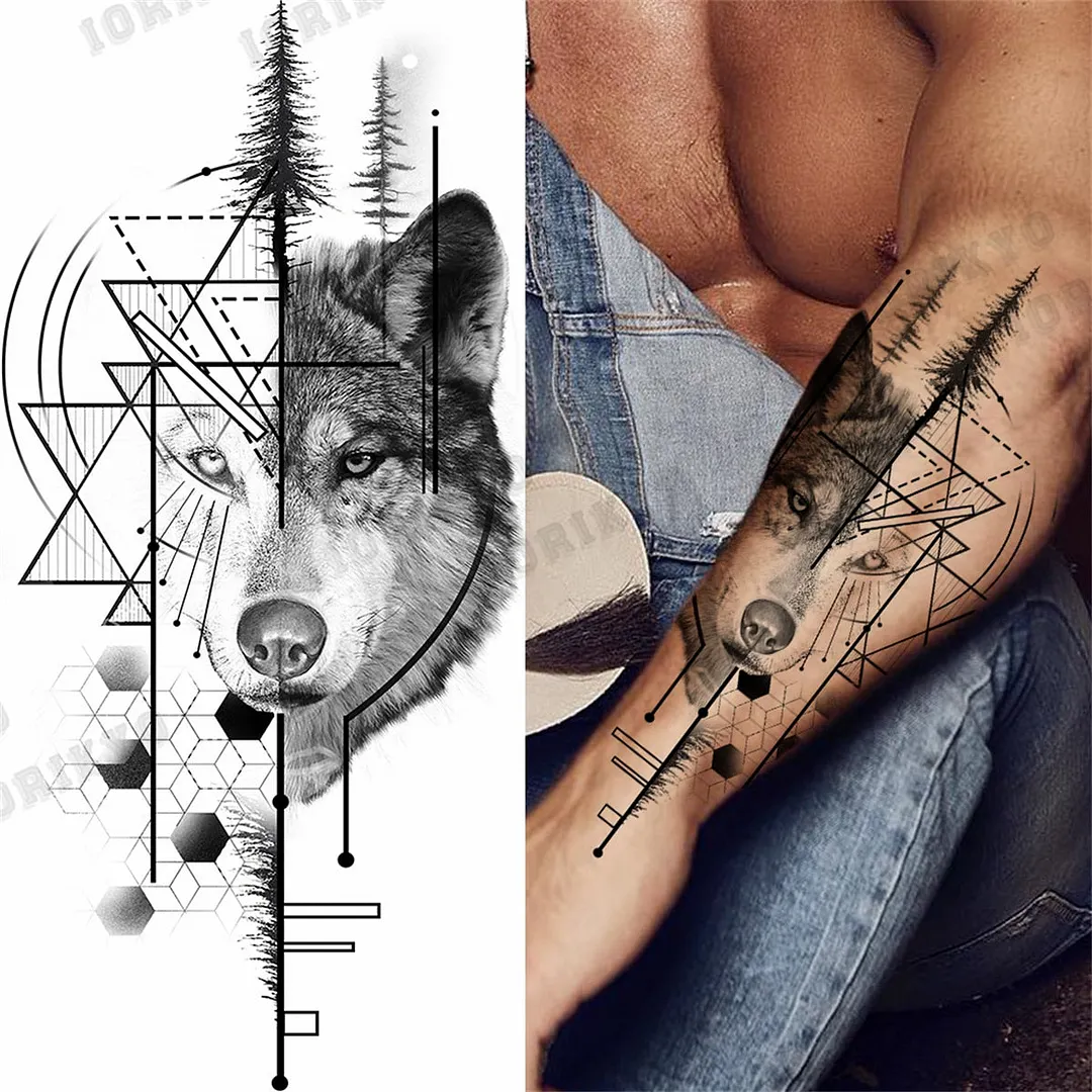 3D Skull Rose Flower Temporary Tattoos For Women Men Geometry Tiger Compass Mandala Fake Tattoo Washable Body Art Painting Tatoo