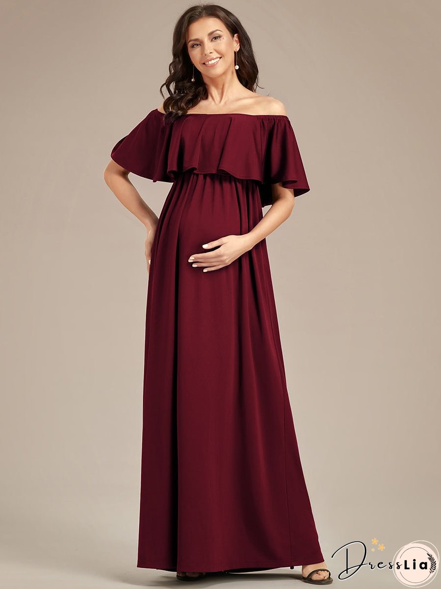 Off Shoulder Pleated A Line Wholesale Maternity Dresses