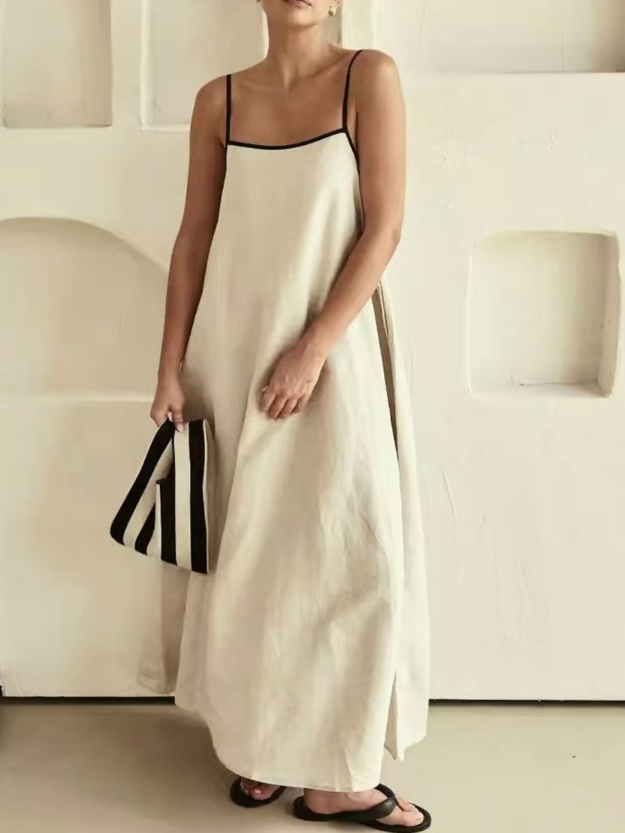 Stylish Contrast Color Suspender Swing Dress | Oxredo Shop Ramadan Sale