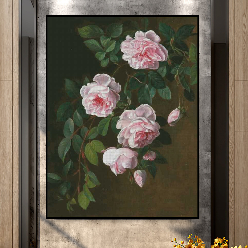 [JJ543 oil painting pink rose] Painting Fairy Cross Stitch