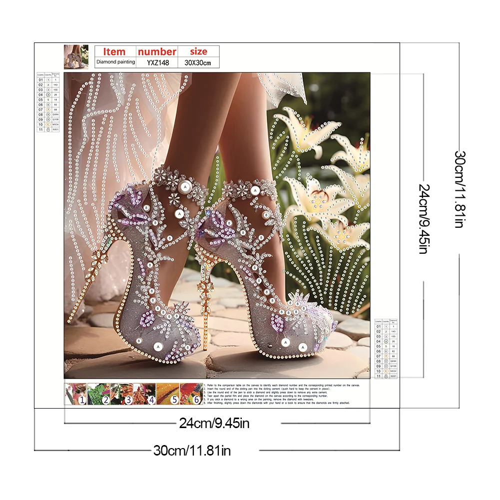 5D DIY Partial Special Shaped Drill Diamond Painting High Heel Decor 30x30cm