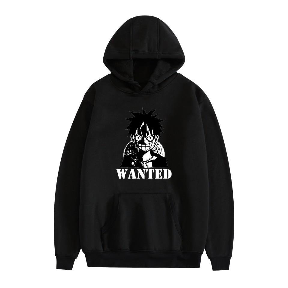 One Piece Luffy WANTED Anime Unisex Hoodie Pullover weebmemes