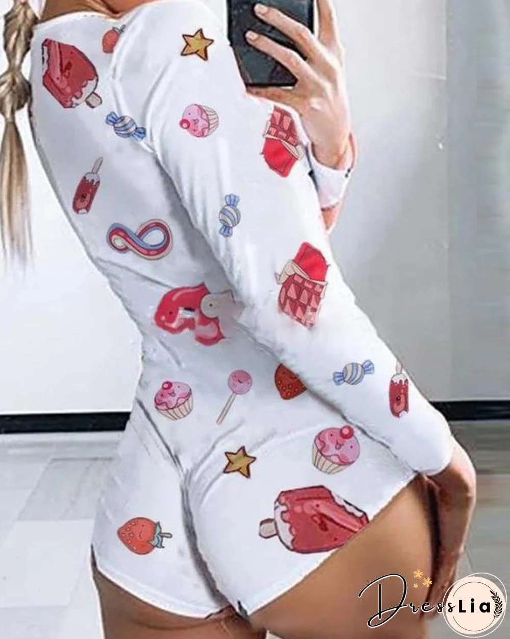 Women Candy Print Slim Fit Romper