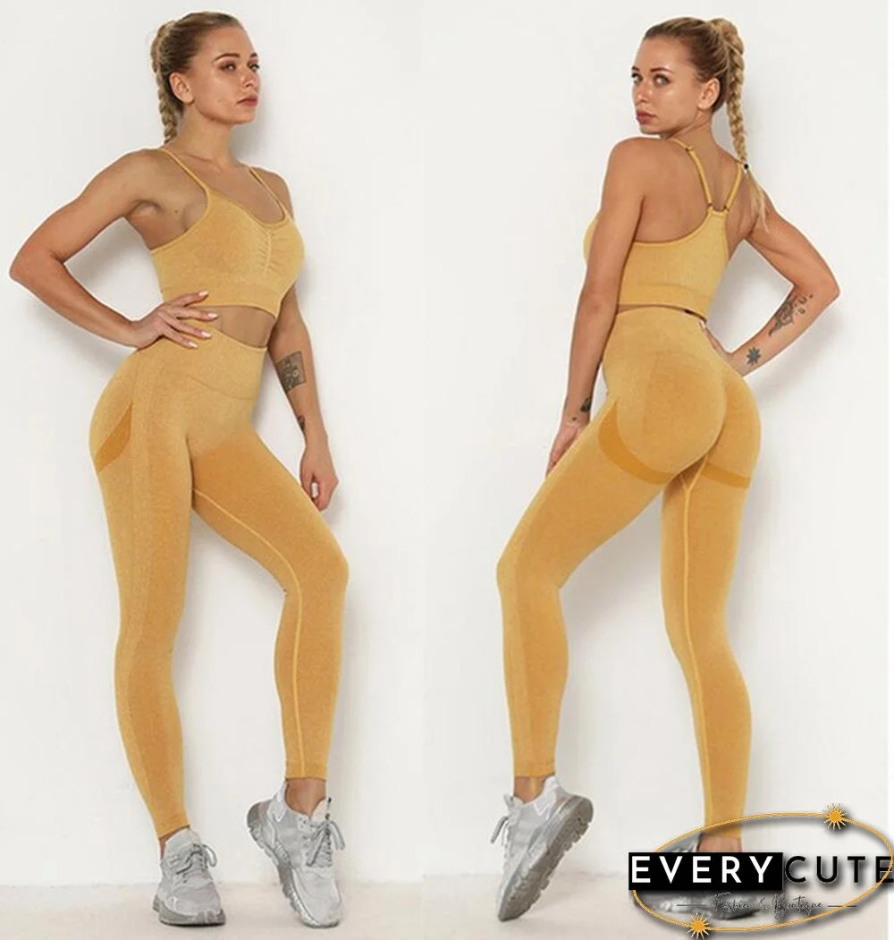 2 Piece Seamless High Waist Leggings and Bra Women Yoga Set Clothing Gym Set Clothes Workout Fitness Sexy Booty Girls Sports Suit