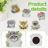 6Pcs Blume Katze - 5d DIY Handwerk Aufkleber Magnet