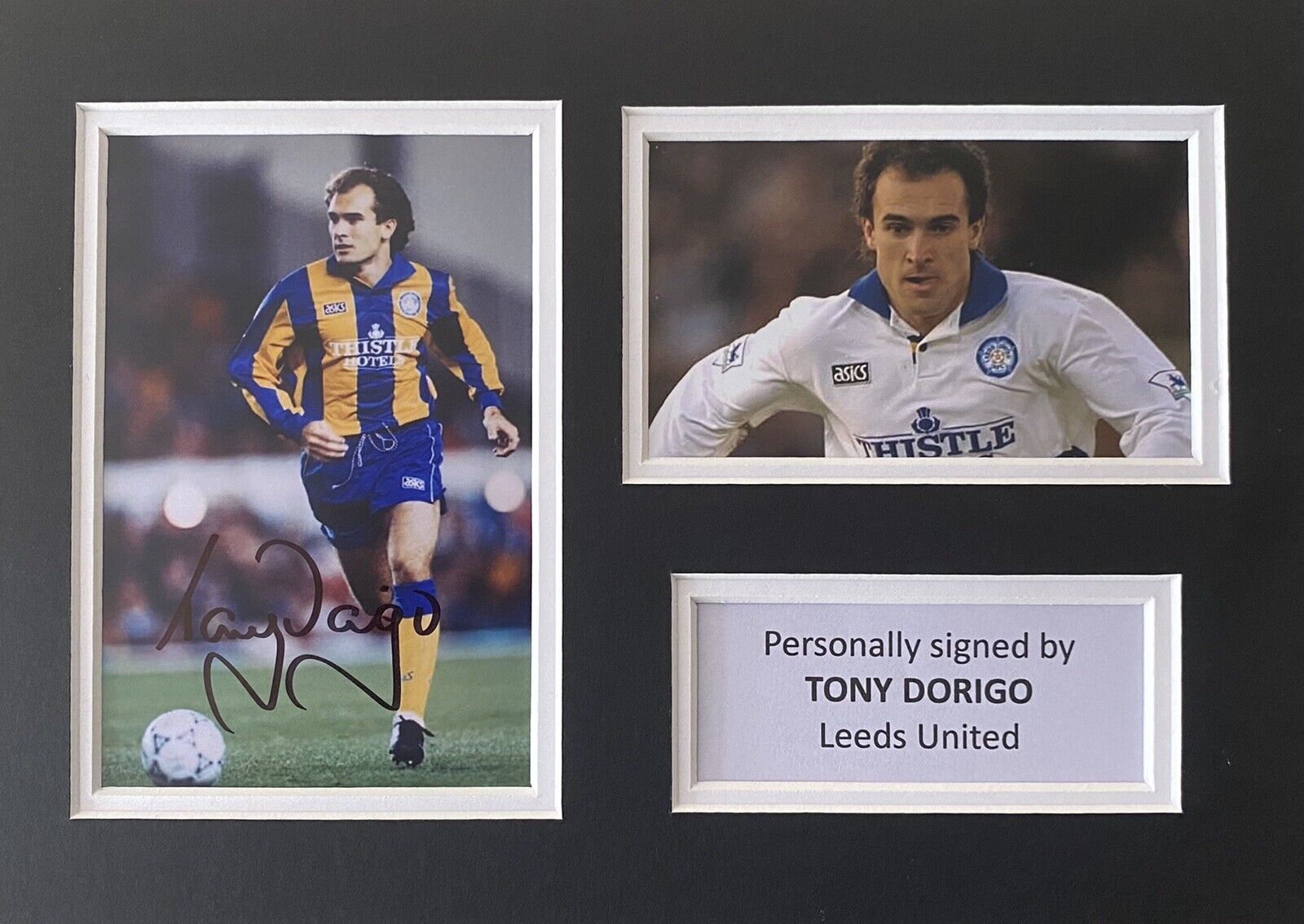 Tony Dorigo Hand Signed Leeds United Photo Poster painting In A4 Mount Display