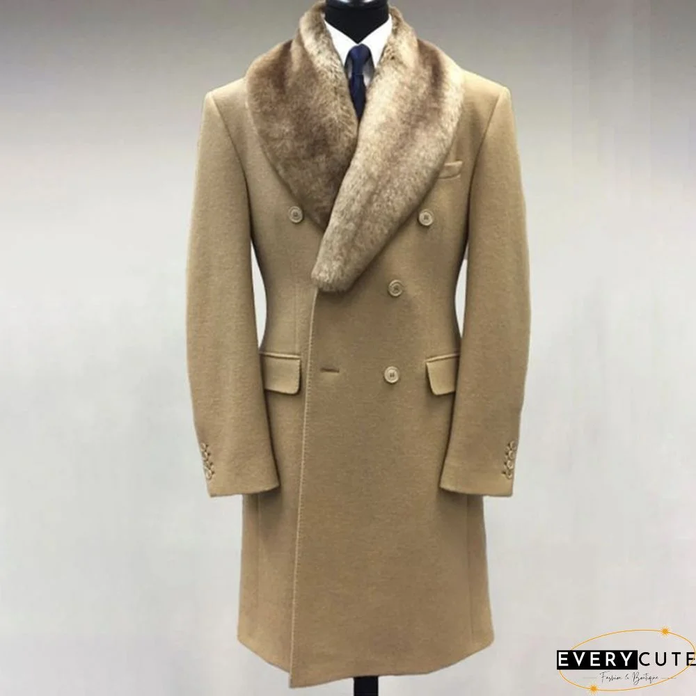 Casual Fur Lapel Collar Graphic Pattern Long Sleeve Coat