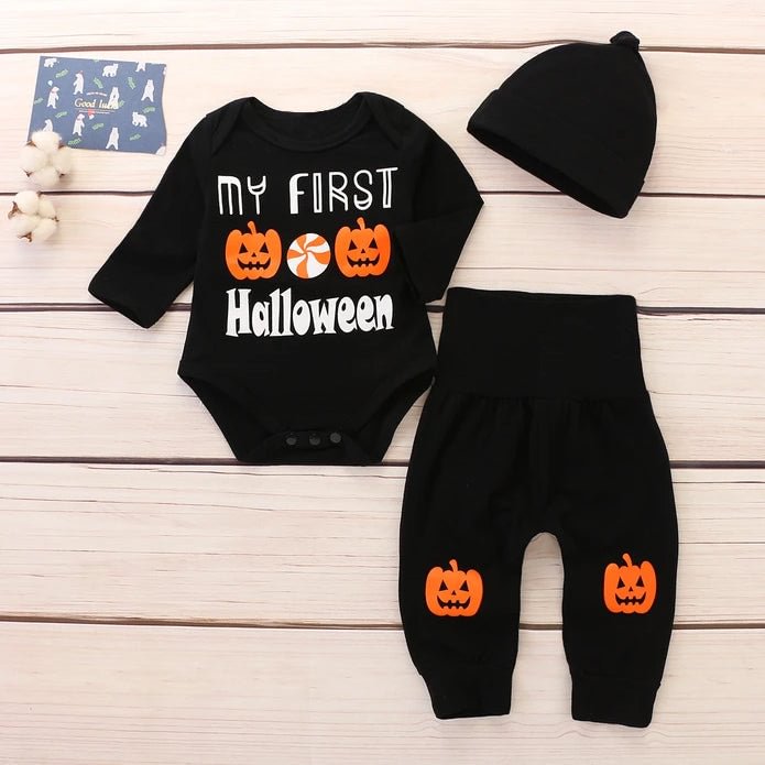 3PCS My First Halloween Letter Printed Baby Set