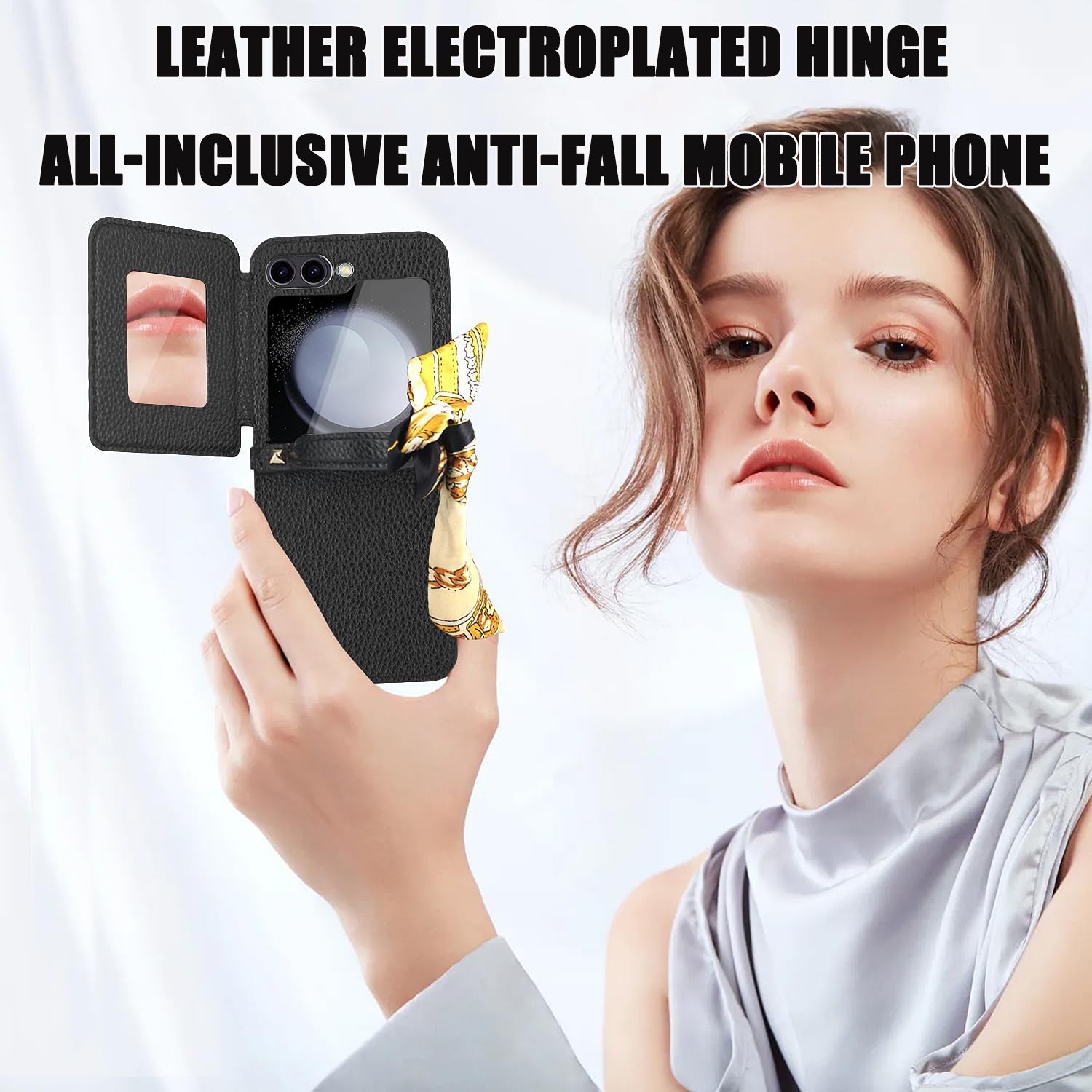 Suitable For Samsung ZFlip3 4 5 Leather Electroplated Hinge All Suitable for samsung zflip3 4 5 leather electroplated hinge all