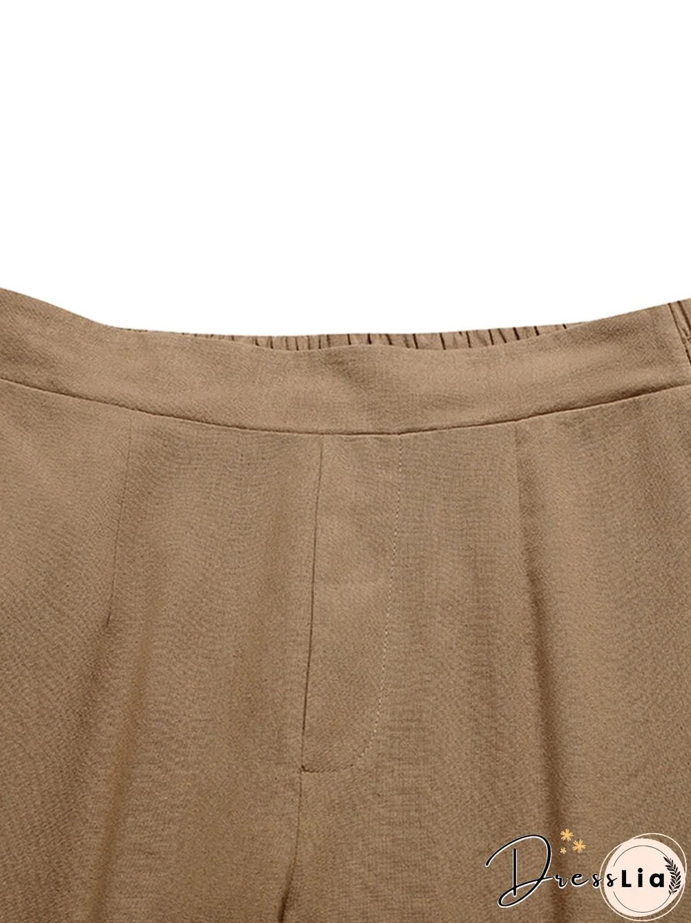 Solid Pocket Elastic Waist Casual Pants For Women