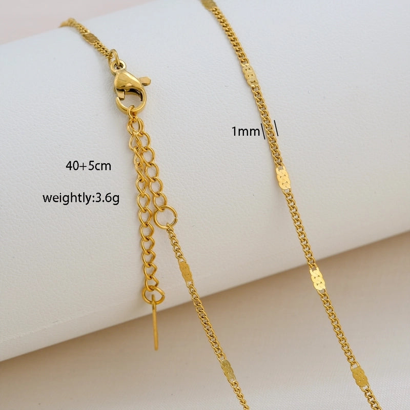 Basic Minimalist Solid Color 304 Stainless Steel 18K Gold Plated Necklace