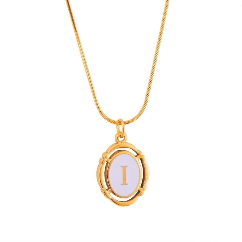 Stainless Steel Classic Style Stoving Varnish Plating Letter Pendant Necklace