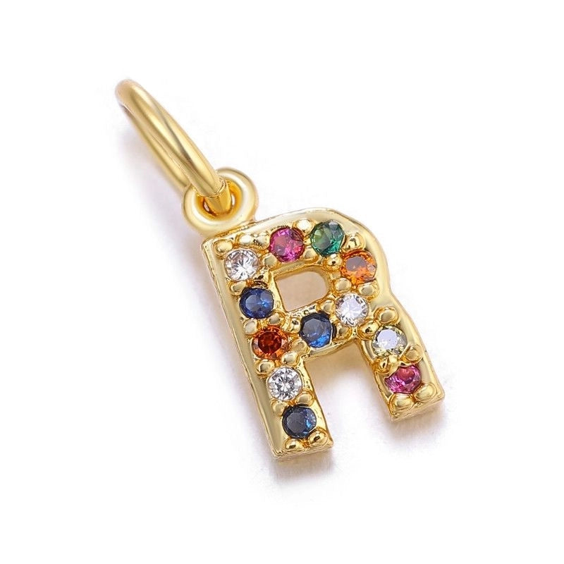 1 Piece Copper Zircon Letter Pendant Jewelry Accessories