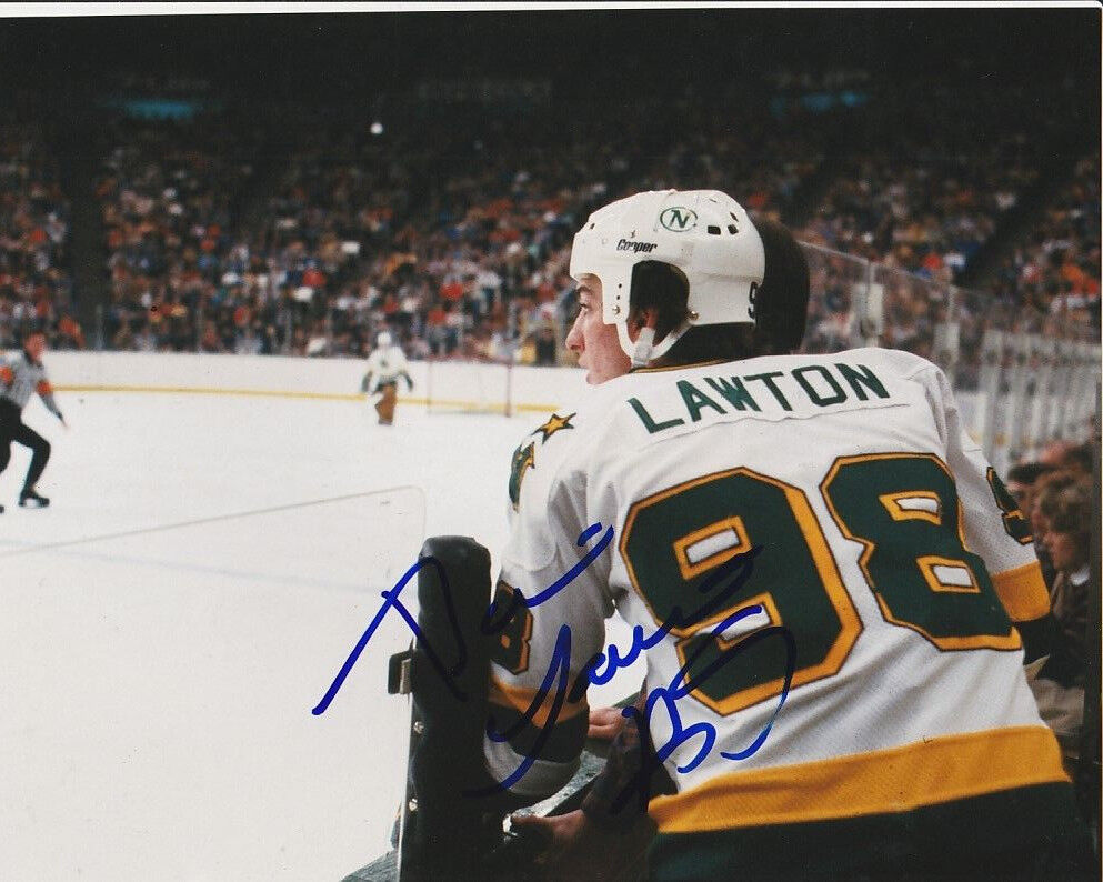 VINTAGE BRIAN LAWTON SIGNED MINNESOTA NORTH STARS 8x10 Photo Poster painting! Autograph PROOF!