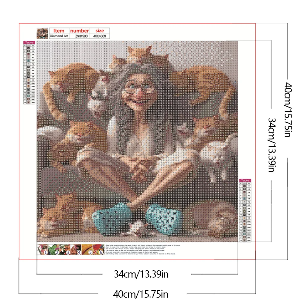 Diamond Painting - Full Round Drill - Cute Granny(Canvas|40*40cm)