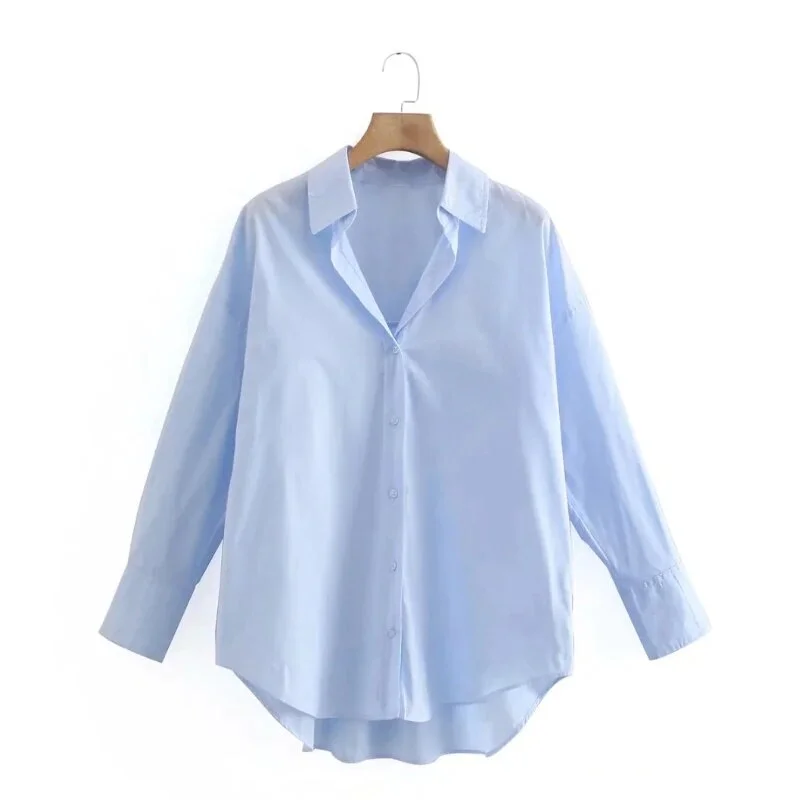 2021 New Women Simply Candy Color Single Breasted Poplin Shirts Office Lady Long Sleeve Blouse Roupas Chic Chemise Tops Blouses
