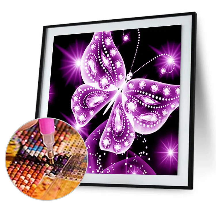 Butterfly Red Round Diamond Painting 30*30cm