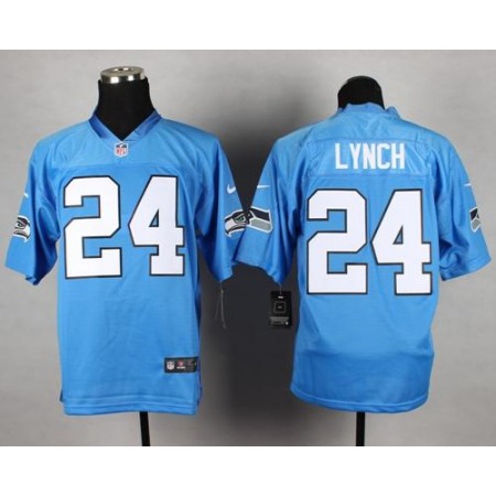 Seahawks #24 Marshawn Lynch Light Blue Men's Stitched NFL Elite Jersey