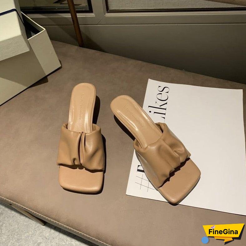 Sisilia Ruched Square Toe Slippers