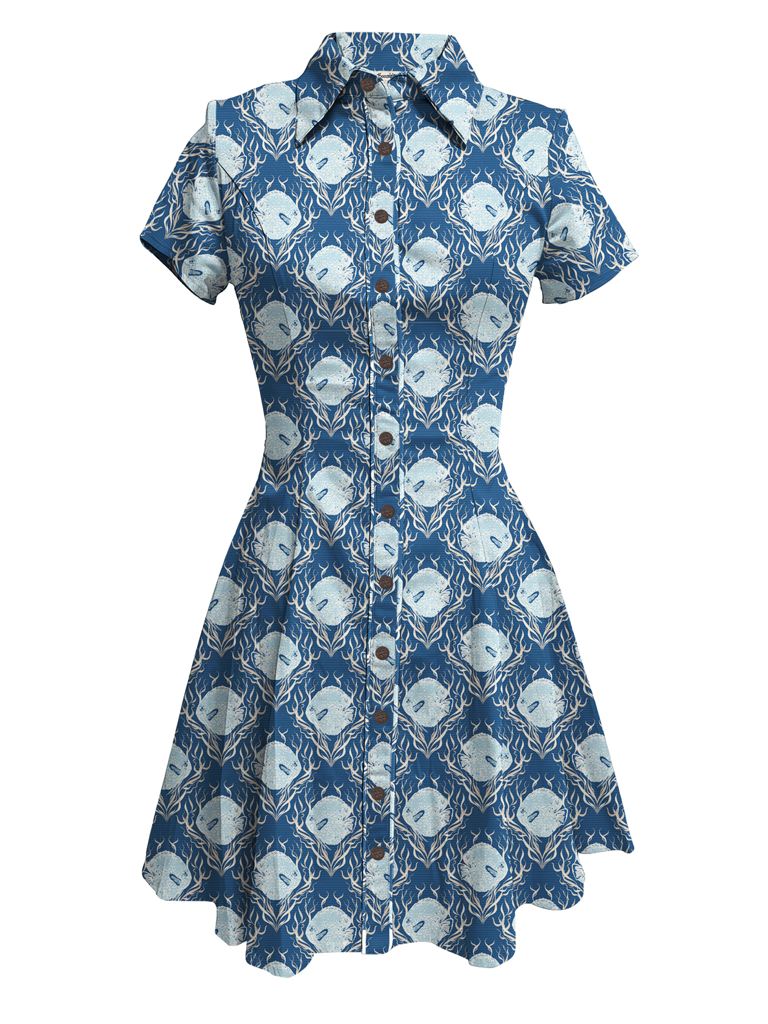[Allyson Marie Ferri X Boozelele]Fish Seaweed Print Design- 100% Cotton Dress