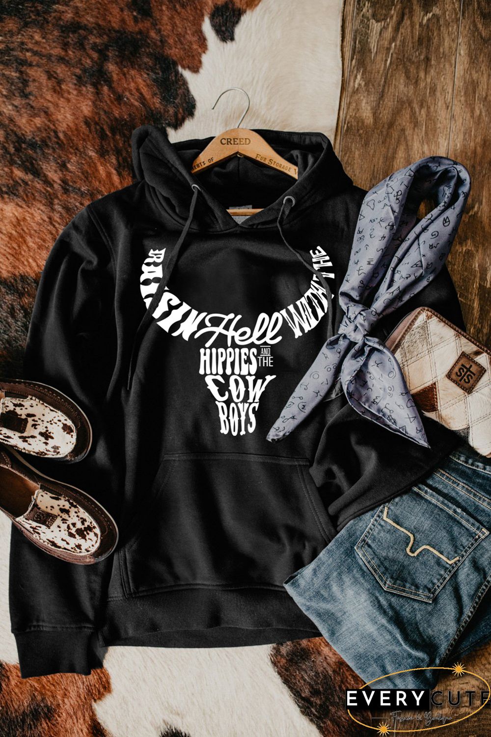 Letter Graphic Print Pocket Long Sleeve Sweatshirt