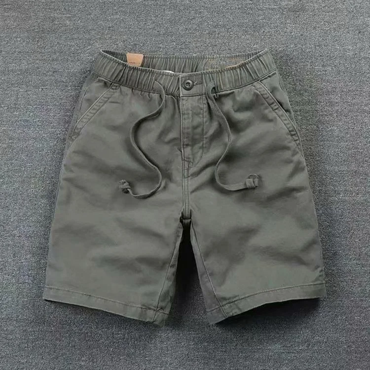 Ceeyan Summer Cotton Loose Men's Cargo Short Classic Waist Drawstring Button Pockets Street Casual Korean Sand All-match Male Shorts