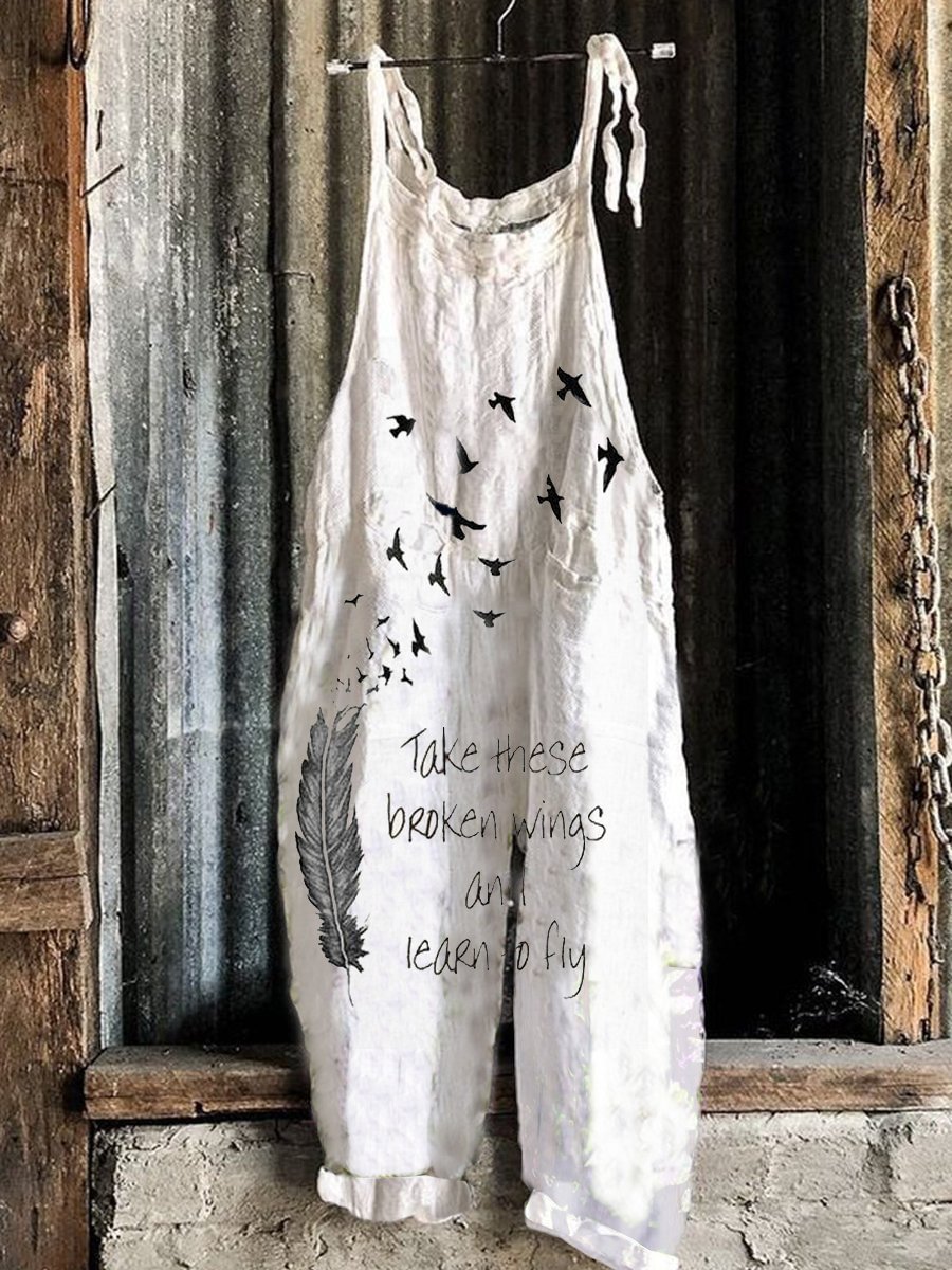 Shift Casual Cotton And Linen One-Pieces Jumpsuit