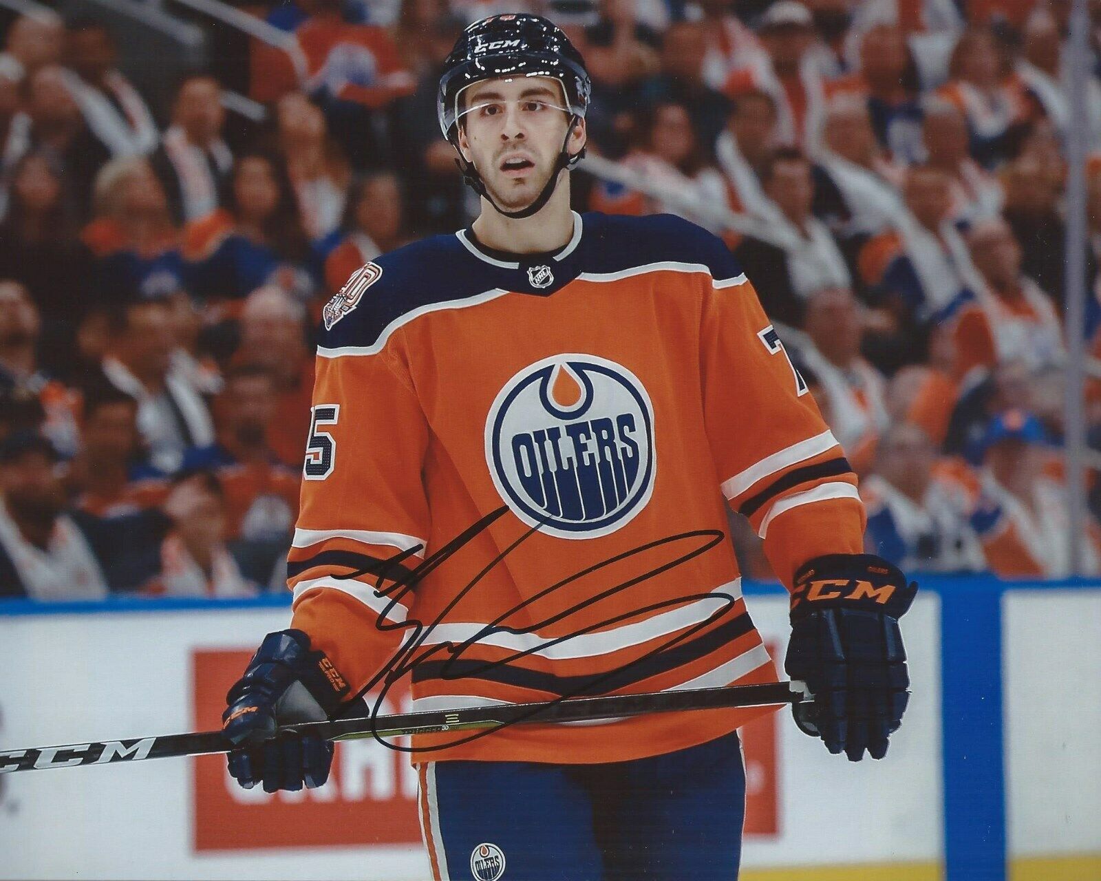 Evan Bouchard Signed 8x10 Photo Poster painting Edmonton Oilers Autographed COA B