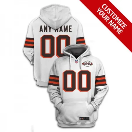 Men's Cleveland Browns Active Player Custom 2021 White 1946 Collection Pullover Hoodie G68I