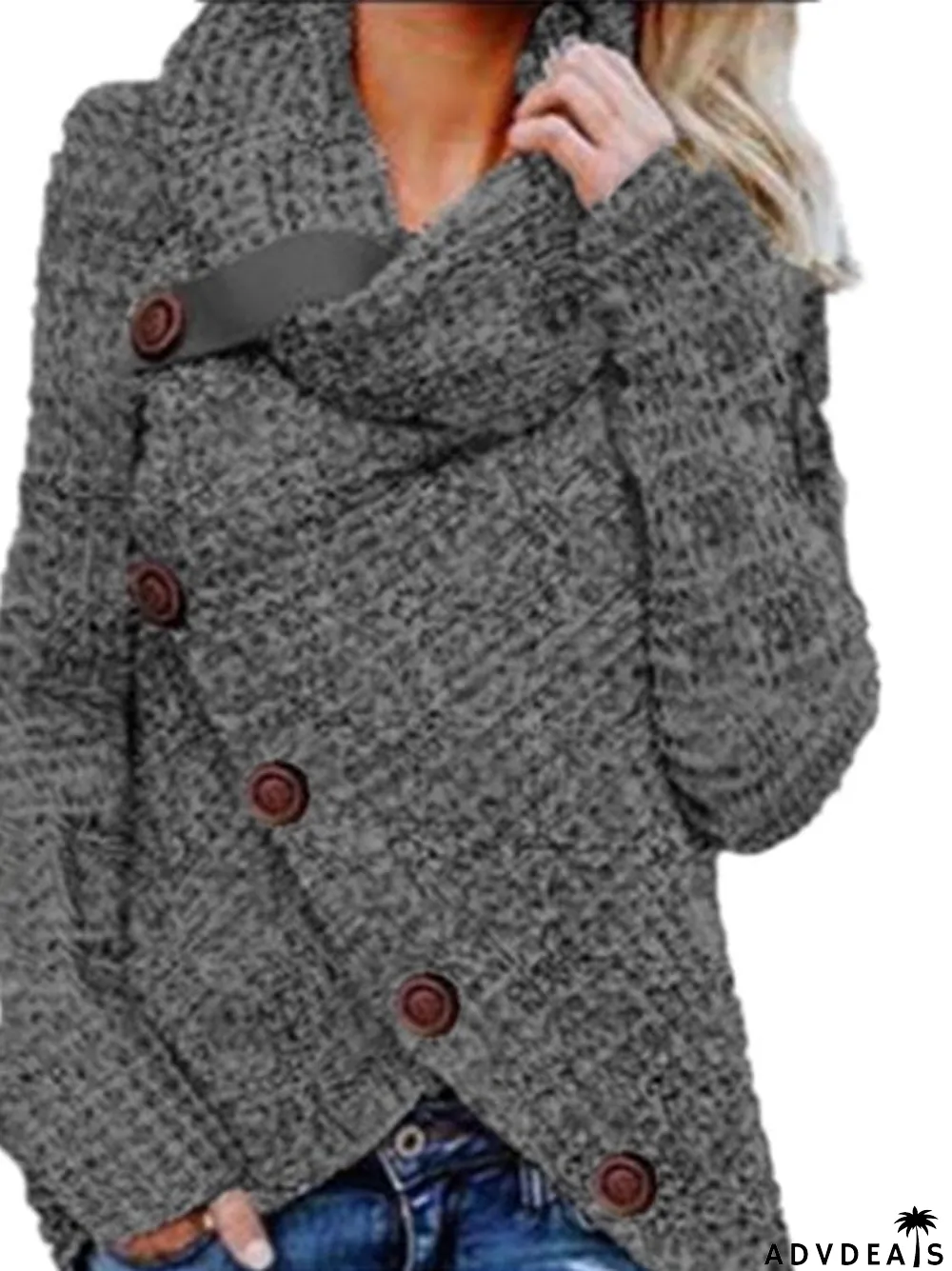 Women's Solid Color Long Sleeve Turtle Neck Tops