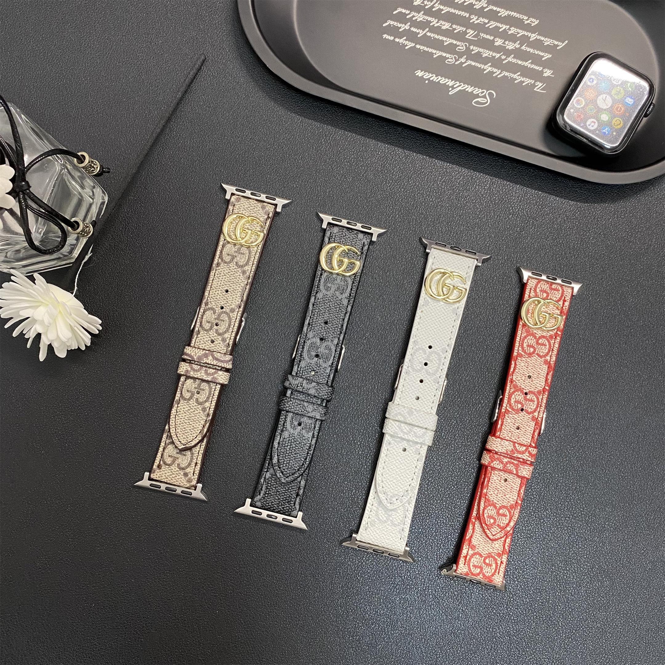 Signature Gucci Ophidia GG Metal Logo Leather Apple Phone Replacement Strap
