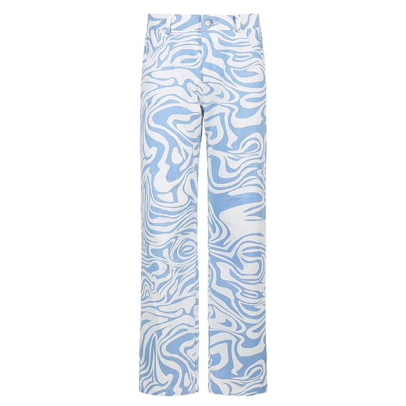 Zebra Print Straight Pants Women Casual Vintage Baggy High Waist Trouser Cargo Pants Women Korean Streetwear Pantalones De Mujer