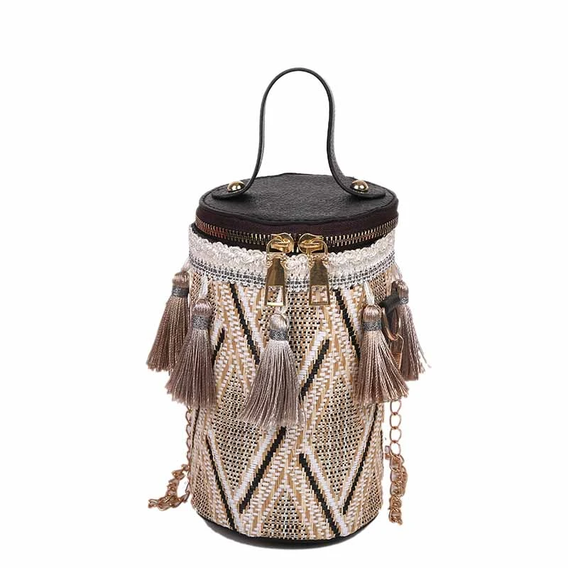 New Women's Bag Woven Tassel Crossbody Bag Fashion Versatile Bohemian Style Long Handbag Bolsas Para Mujeres Сумка
