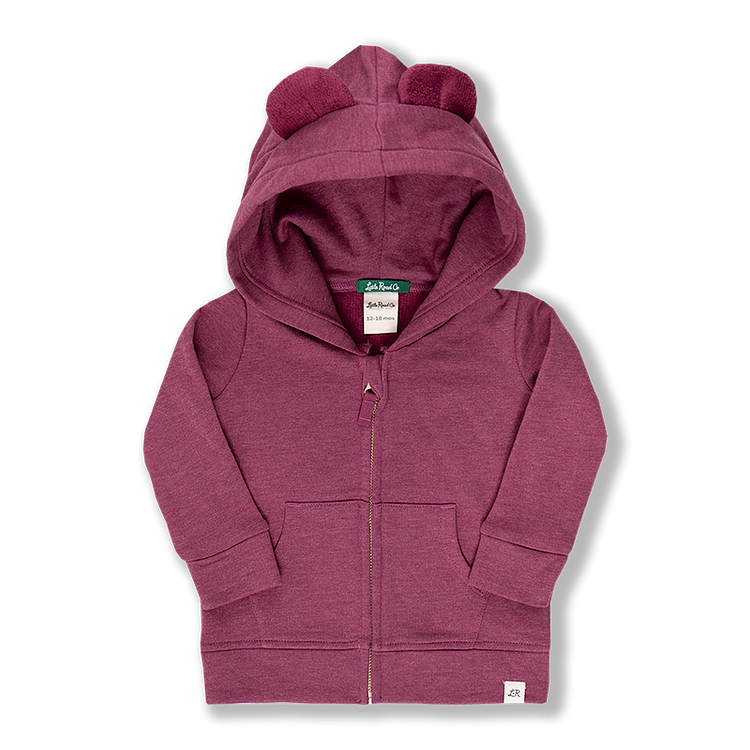 Raspberry Bear Ear Zip Hoodie