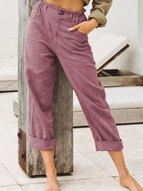 Relaxed Cotton Jersey Linen Pants