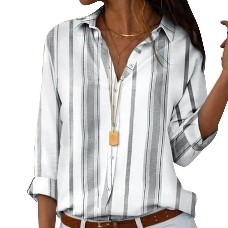 Casual Striped Loose Shirt Cotton Tops and Blouses Retro Streetwear Tunic Women's Clothing Oversized Blusas Mujer De Moda 2021
