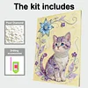 DIY Pearl Painting Kitten for Home Wall Decor with Frame(40x30cm)
