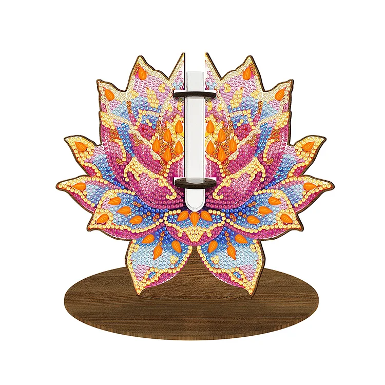Wooden Lotus Diamond Painting Flower Vase Ornaments for Home Office Decor