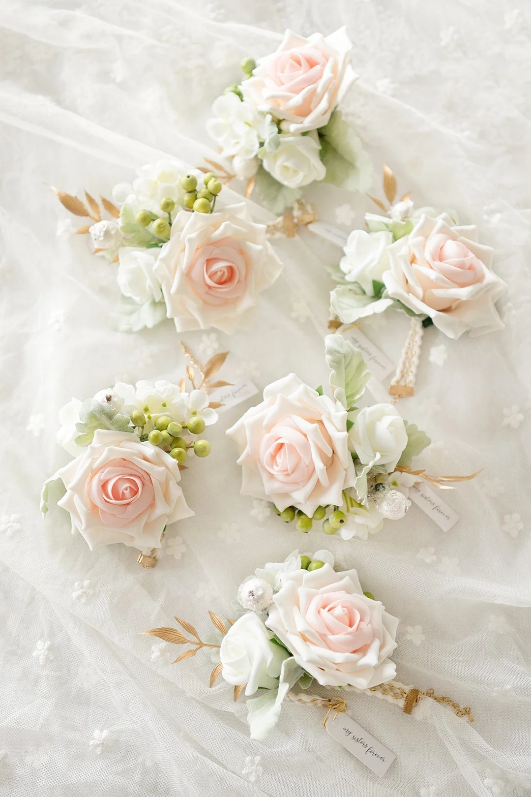 Wrist Corsages in Blush