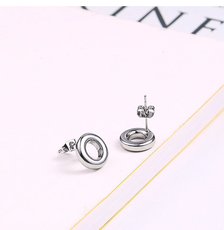 Minimalist Classic Style Circle 304 Stainless Steel 18K Gold Plated Plating Earrings Necklace