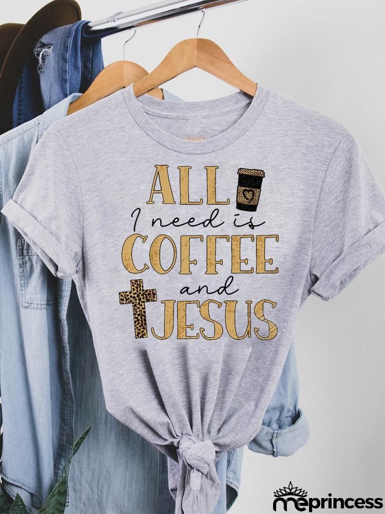 Women Fashion Base Letter Sunflower Cross Print Round Neck Short Sleeve T-Shirt