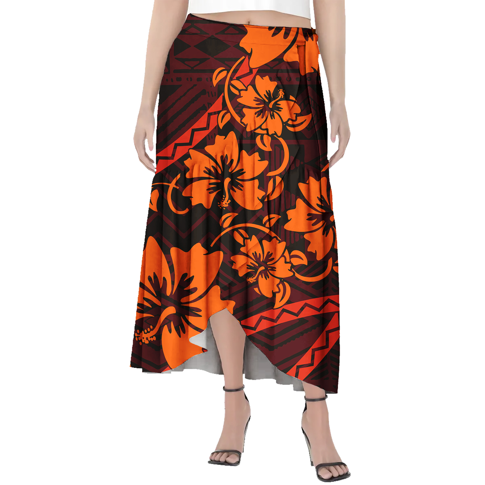 Korytires fairy dress women Fashion Summer Hawaii Long Skirts Women Vintage Print Woman Clothes Polynesian Female Maxi Skirt