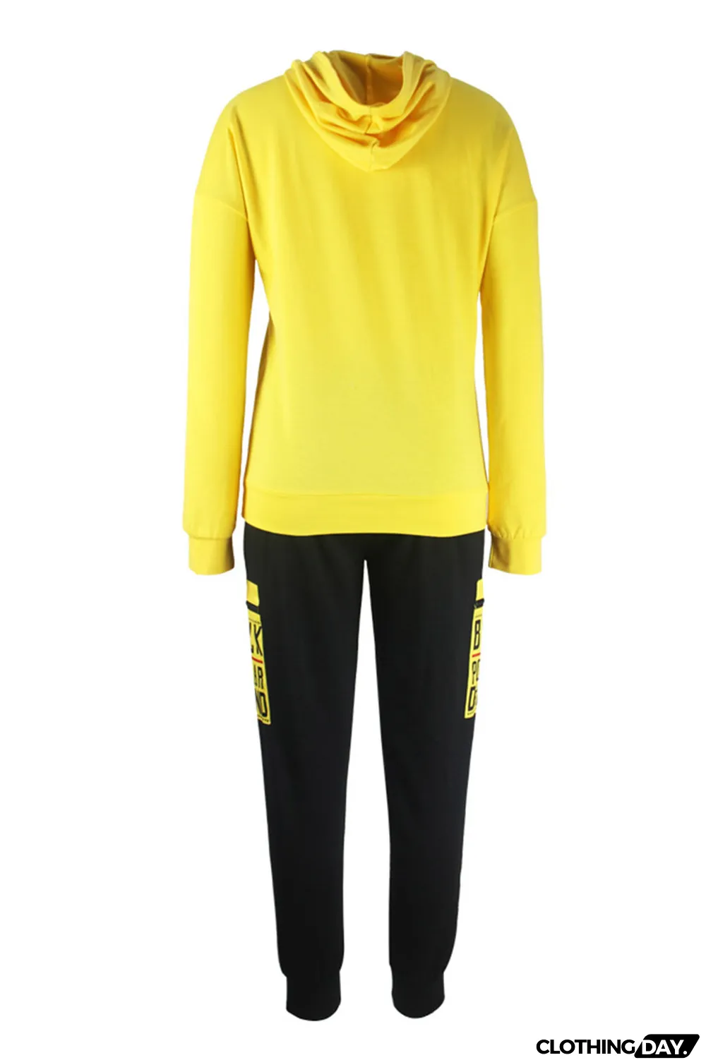 Rose Red Fashion Casual Letter Print Basic Hooded Collar Long Sleeve Two Pieces